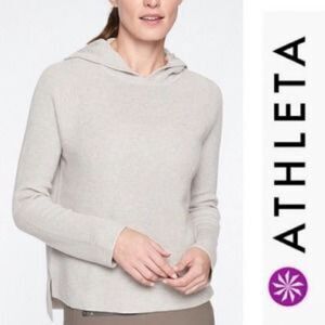 Athleta | Rest Day Hoodie Sweater Dove Grey Knit Pima Cotton Silk Blend | S
